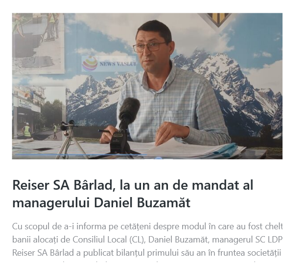 Reiser SA Bârlad, la un an de mandat al managerului Daniel Buzamăt