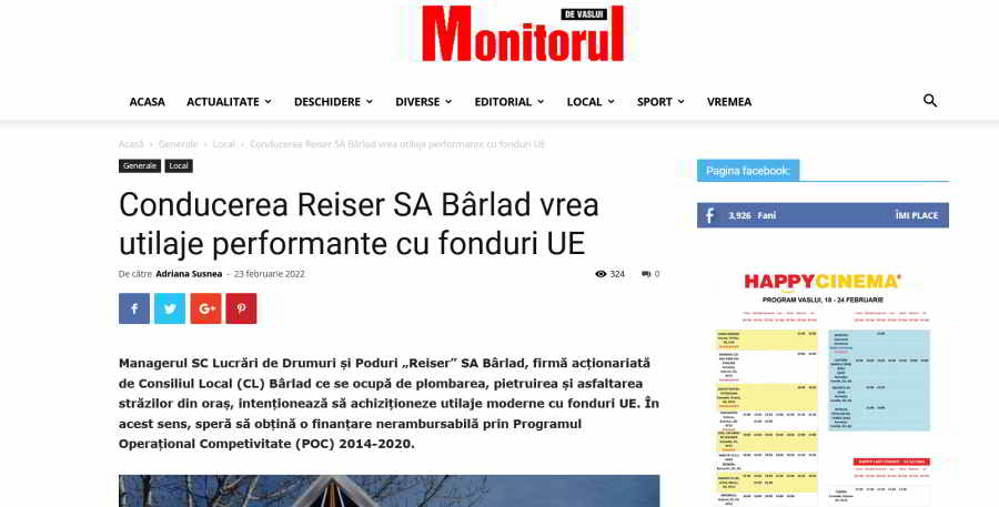Conducerea Reiser SA Bârlad vrea utilaje performante cu fonduri UE